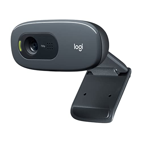 Logitech C270 Webcam Streaming HD, 720p/30fps, Video-Llamadas HD Amplio Campo Visual, Corrección de Iluminación, Micrófono Reductor de Ruido, para PC/Mac/Portátil/Tablet/Chromebook, Negro