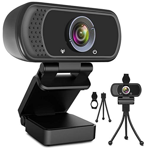 Webcam HD 1080p, cámara web USB para ordenador de sobremesa o portátil, Full HD, ángulo panóramico de 110 grados, ideal para hacer transmisiones en directo, llamadas, conferencias y para juegos
