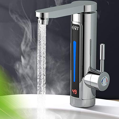 Grifo eléctrico de 360° con calentador de agua, 3300 W, 220 V, calor instantáneo, para baño/cocina, fregadero con indicador de temperatura (A)